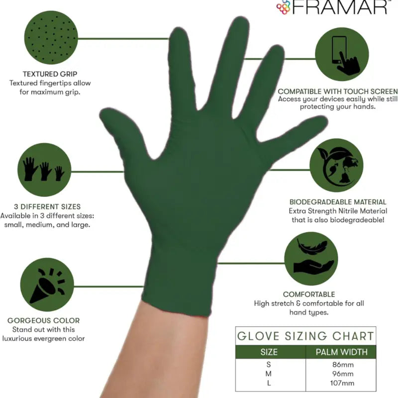 Framar Pine Palms Nitrile Wegwerp Handschoenen 100 stuks